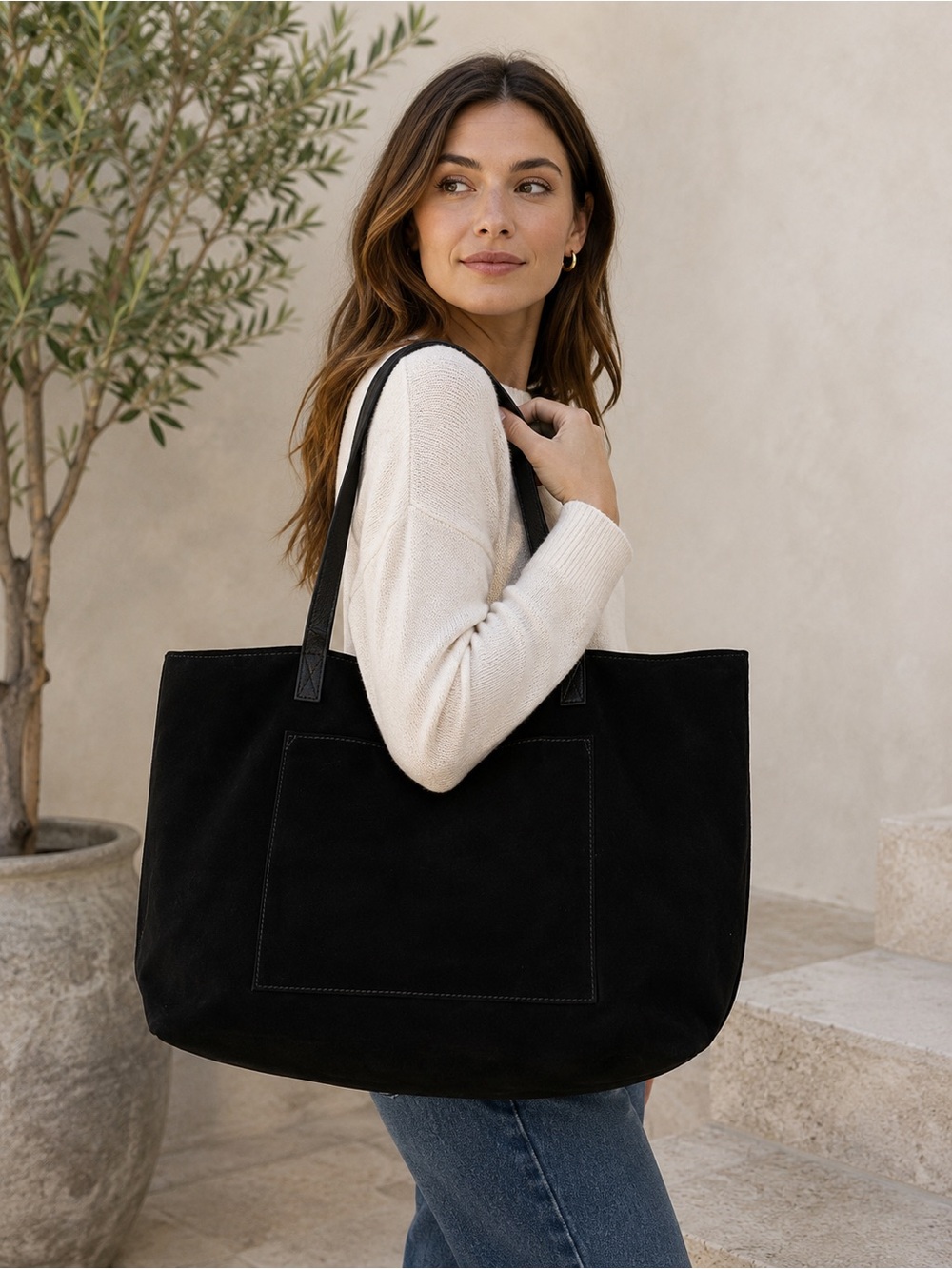 Mark & Graham NWT leather shoulder bag tote black